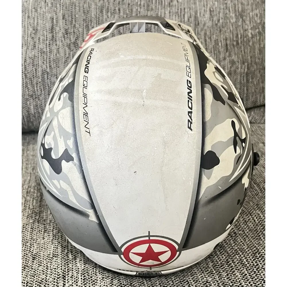 KBC Moto X Combat Offroad Helmet Medium White Camo Red Star WP76-6731M MX ATV